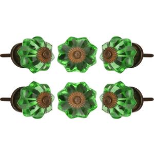 Perilla Home Set of 6 Crystal Glass Knobs Decorative Melon Knobs for Home Kitchen Cabinet Hardware Cupboard Door Dresser Wardrobe Drawer Pulls (Pink, Small)