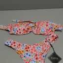 ZAFUL Women's Bandeau Bikini O Ring Strapless Tie Back High Cut Two Piece Swimsuit Bathing Suits (5-Floral Pink, S)