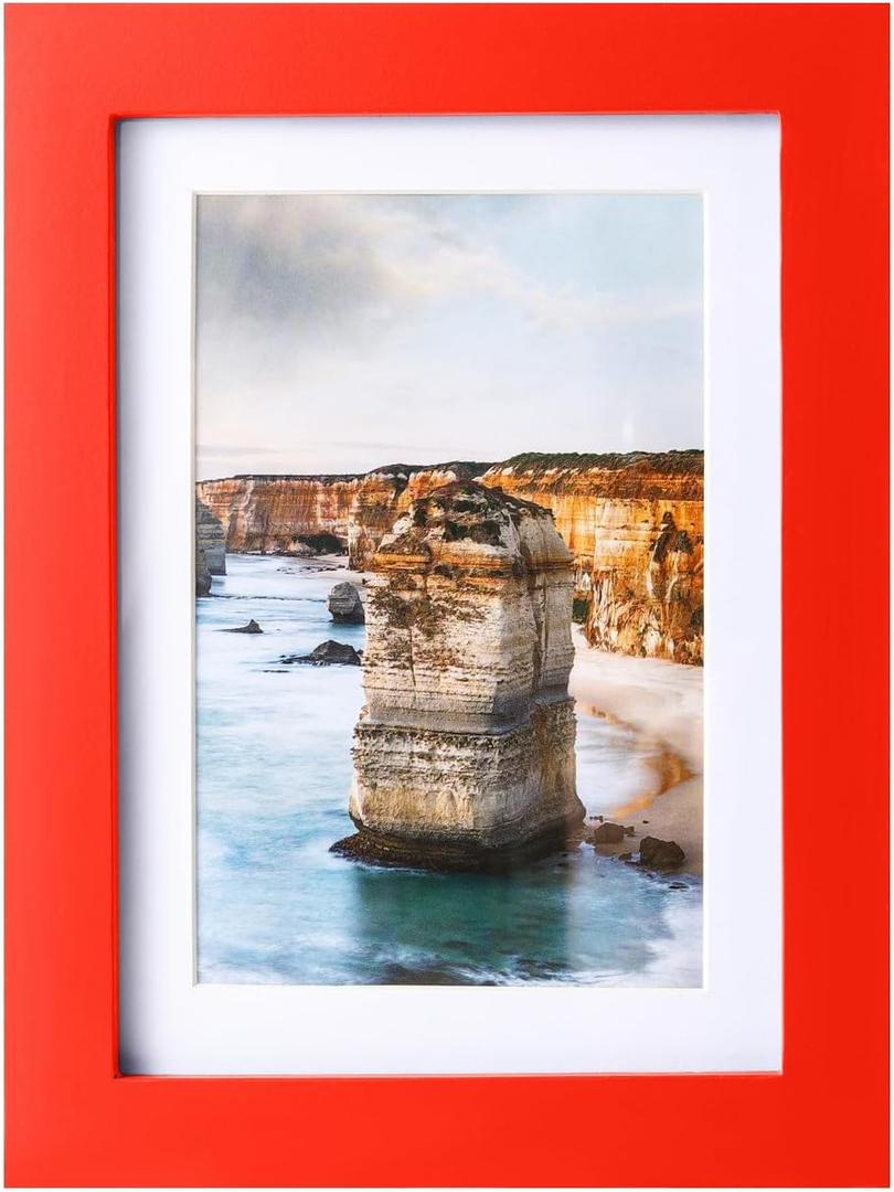 wyooxoo 5x7 Picture Frame Made of Solid Wood Photo Frame Display Pictures 4x6 with Mat or 5x7 Without Mat Colorful Frame For Table top Display or Wall, Red, 1 Pack