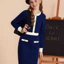 GRACE KARIN Girls Fall Long Sleeve Dresses Girl Bodycon Sweater Dress Winter Holiday Dress for Kids Size 6-14 (Blue)