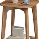 VASAGLE MAEZO Collection - Side Table, 2-Tier Small Square End Table, Nightstand with Tapered Legs, Curved Transitions, for Small Spaces, Living Room, Bedroom, Honey Brown ULET236K01, 1 pack