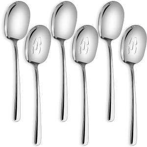 SOLEADER Extra Large Serving Spoons for Buffet, 12 Inch Stainless Steel Serving Spoons, Big Spoons for Serving Food, Pack of 6