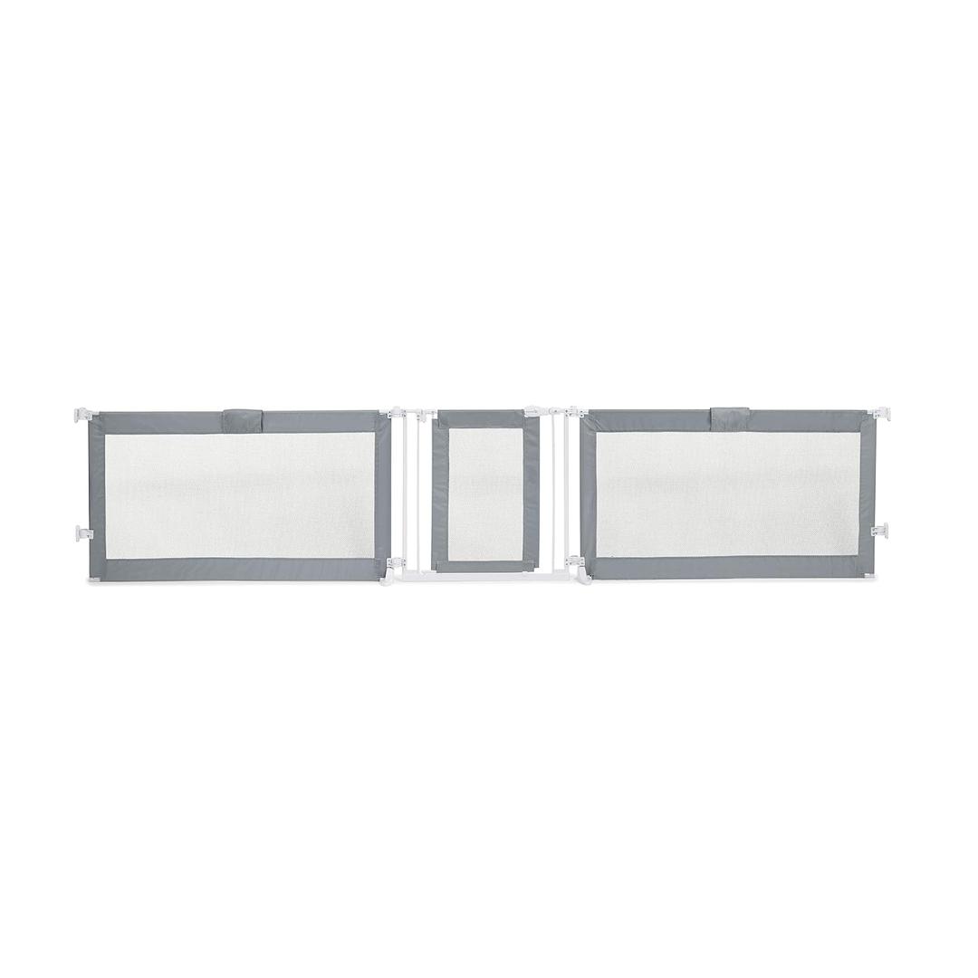 Summer Infant Custom Fit Walk-Thru Extra Wide Pet and Baby Gate, Fits Openings 65 - 87 (2 panels) or 87 - 141 (3 panels), 30 Tall, Install In-between Rooms or Doorways - Grey