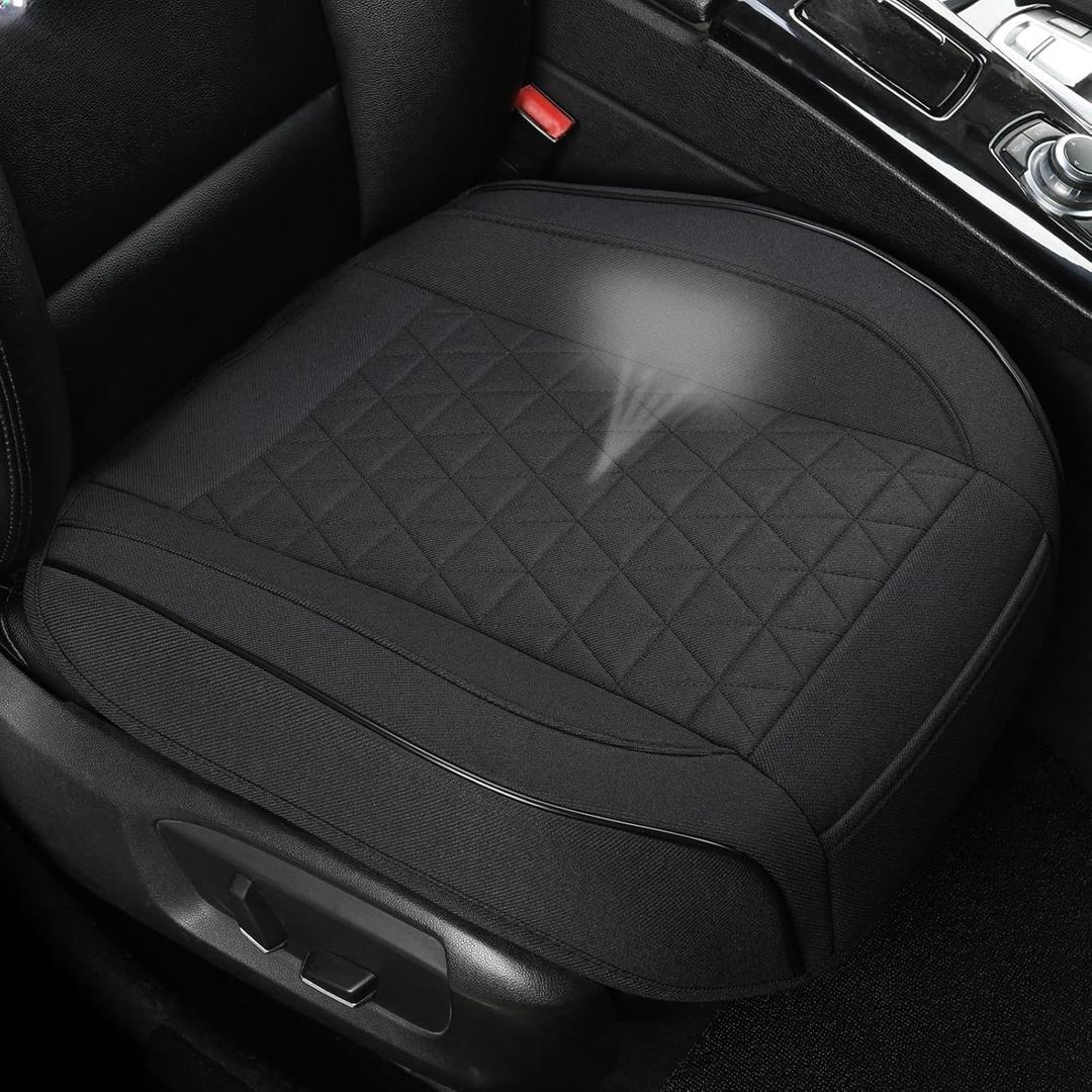 West Llama Linen Front Car Seat Cover Protector Anti-Slip Bottom Seat Cover Fits 95% of Vehicles,Wrapping Around The Bottom,Triangular Pattern(Black-1Pcs)