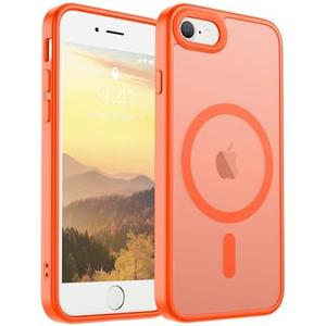 SUPFINE Magnetic for iPhone SE Case 2022 (3rd)/2020 (2nd),iPhone 8 Case(Compatible with MagSafe)(Military Grade Drop Protection) Slim Translucent Matte Phone Case,Orange