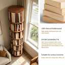6-Tier Rubberwood Rotating Bookshelf, 360° Spinning Bookcase with Lockable Wheels, Space-Saving Freestanding Corner Storage Rack, Walnut Finish, 17.3"D×17.3"W×78.5"H for Living Room Office Bedroom
