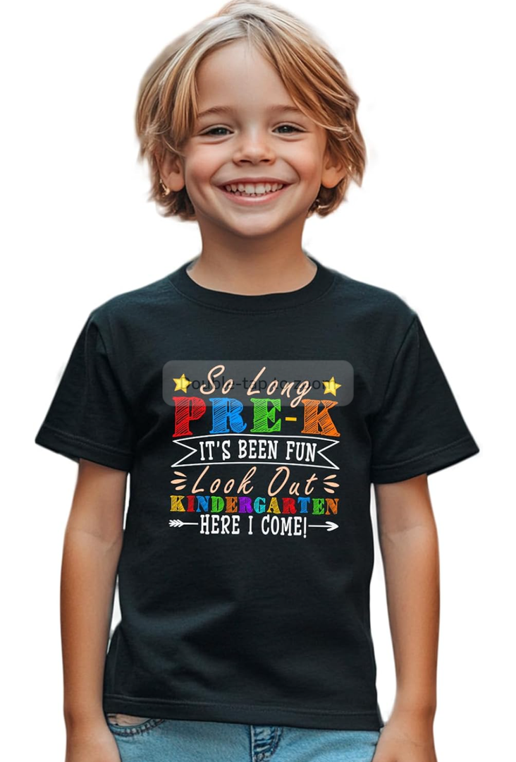 First Day of Preschool Shirt Pre K Shirts for Girls Boys Toddler Kids 1st Day of Prek Gift Cotton Tee. Size 120/60