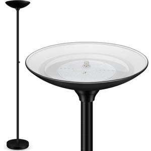 30W Torchiere Floor Lamp - 3600LM Super Bright LED Floor Lamp, 71 Inch Stepless Dimmable Standing Lamp with 3000K Lighting, Rotary Switch, Tall Metal Torch Floor lamps for Living Room/Bedroom (Black)