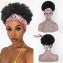 INSTASTYLE Headband Wig Human Hair Wigs for Black Women Pixie Cut Wig Put on and Go Glueless Wig Short Curly Headband Wigs 150% Density Natural Black 6 Inch