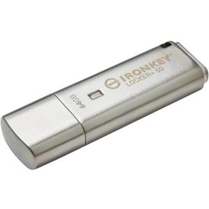 Kingston Ironkey Locker+ 50 64GB Encrypted USB Flash Drive | USB 3.2 Gen 1 | XTS-AES Protection & TAA Compliant | Multi-Password Security Options | Automatic Cloud Backup | Metal Casing | IKLP50/64GB