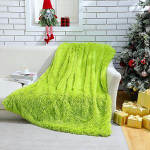 Buryeah Christmas Blanket Lime Green Fuzzy Green Plush Sherpa Cozy Fluffy Throw Blanket for Sofa Bedroom Car Gift for Christmas Winter Holiday (47 x 59 Inches, Velvet, Classic Style)