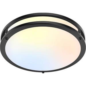 TOBUSA 36W LED Flush Mount Ceiling Light Fixture, 13inch LED Ceiling Light 3600LM, Modern Black Ceiling Light 2700K/3000K/4000K/5000K/6500K 5CCT, Dimmable Ceiling Lamp for Living Room Kitchen,1 Pack