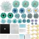 ALKB Blue Graduation Cap Decorations Kit, DIY Grad Cap Topper with Faux Flower, Gem Pearl Letter Sticker,3D Butterfly, Glitter Paper