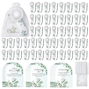 EPWQLC 120 Pack Wedding Mini Fans Bulk, Mini Portable Fan Bulk with Organza Bags and Thank You Cards, Handheld Battery Operated Fan for Wedding Bridal Baby Shower Party favors, Batteries Not Included