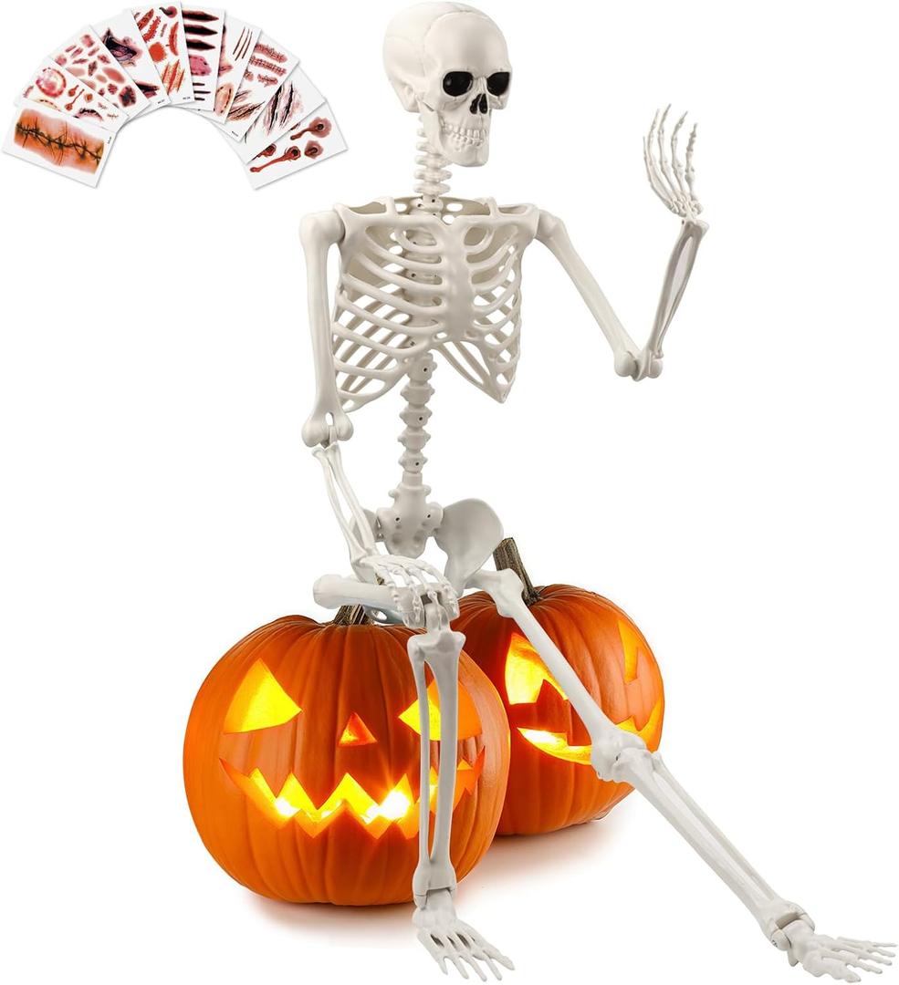 5.4 FT Giant Skeletons for Halloween, Life Full Size Skeleton with Movable Posable Joints for Halloween Decor Outdoor Haunted House Party Decoration