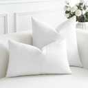 OTOSTAR Linen Throw Pillow Covers Set of 2 Decorative Square Pillowcases Cushion Covers 20x20 Inch for Home Decor Sofa Bedroom Car 50 x 50 CM Pure White