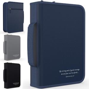 DEHITE Bible Cover Case for Men Bible Cover for Men and Women Pen Slots Zippered Pocket Premium Fabric Christian Gift