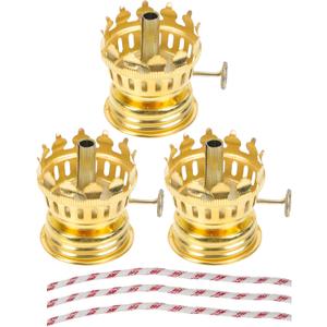 Brass Kerosene Oil Lamp Burner: Kerosene Oil Lamp Parts Brass Plated Chimney Holder 3Pcs Replacement Burner Threaded Base for Antique Lamps