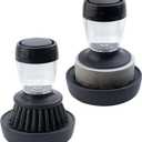 Dish Brush with Soap Dispenser and Holder, Kitchen Scrubber for Dishes Pots Pans, 2-Pack Combo Set