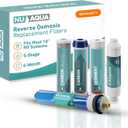 NU Aqua Reverse Osmosis Water Filter System Replacement Set - 4 Stage Under Sink Kit - Includes Membrane, Sediment, Carbon Filters, Parts & Fittings - Universal Undersink RO Filtration Cartridge Pack
