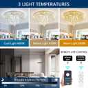 Modern Crystal Chandeliers for Dining Room LED Light Fixture Close to Ceiling Chandelier Flush Mount Ceiling Light Dimmable Lamp with Remote for Living Room Bedroom Hallway
