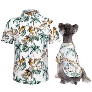 Hawaii Dog Shirt, Pet Summer T-Shirts Dog Style Floral Breathable Cool Clothes Hawaiian Shirts for Small Dogs and Cats Owner and Pet Shirts are Sold Separately