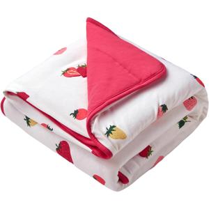 BubblePanda Rayon Made from Bamboo Baby Blanket for Boys Girls Neutral Soft Crib Blanket Toddler Quilt Comforter Newborn Nursery 30 x 40 Inch Strawberry