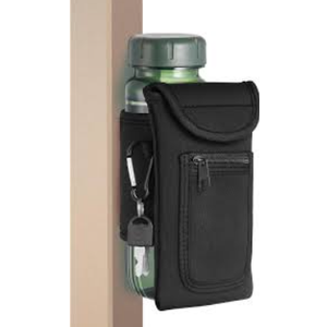 Yungyan Magnetic Gym Bag Magnetic Water Bottle Pouch Sleeve Water Bottle Holder Gym Accessories Water Bottle Sleeve with Pocket for Key Cell Phones Card Headphone Wallet Storage(Black, Classic)