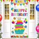 Colorful Rainbow Happy Birthday Door Banner, 72.8 x 35.4 Inches, Polyester, Weather Resistant, Indoor/Outdoor, Kids Boys Girls Birthday Party Supplies