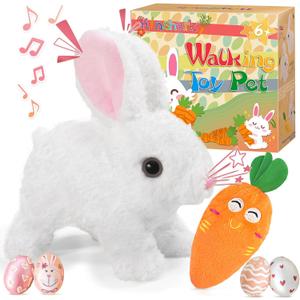 Easter Gifts for Kids, Realistic Bunny Toys, Easter Bunny Realistic Bunny Pal, Interactive Toys with Sounds Jumping and Twitching, Easter Basket Essentials Stuffers Birthday Gifts for Kids Toddlers