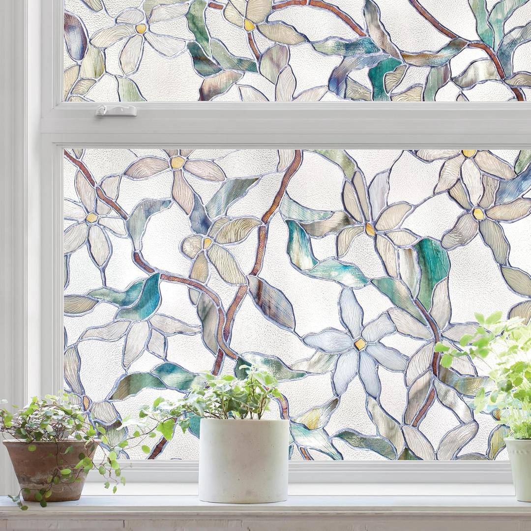 Jasmine Window Privacy Film by Artscape - Decorative Textured Stained Glass Design, Static Cling, Blocks Direct Views, UV Protection, Removable and Repositionable, Made in USA - 24 x 36 Inch