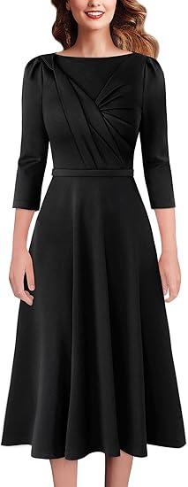 VFSHOW Womens 2024 Business Office Work Professional Elegant Slim Midi A-line Fit and Flare Dress
, Size M