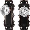Antique Dummy Door Knobs Interior Oil Rubbed Bronze 2 Pack Doorknob Crystal Glass Closet Door Handle Vintage Door Pulls for Pantry Door Hallway