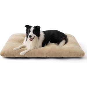 Bedsure Washable XL Dog Bed for Crate for Extra Large Dogs, Comfort Fluffy Plush Pet Pillow Bed Kennel Pad with Non-Slip Bottom, Machine Washable Pet Sleeping Mat, 41"x27", Brown