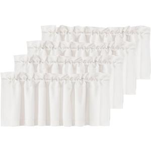 H.VERSAILTEX Blackout Valances for Windows,Kitchen Valance Curtains for Living Room/Bedroom/Bathroom/Basement Privacy Rod Pocket, 4 Panels 52" W x 18,Ivory