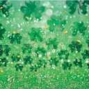 HQM 7x5ft Spring Bokeh Sequins Lucky Green Shamrock Photography Background Happy St. Patrick's Day Backdrop for Children Family Irish Festival Celebration Party Decor Banner Supplies