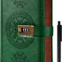 CAGIE Journal with Lock for Men and Women Refillable 290 Lined Pages Locked Journal with Pen, Diary with Lock 180 Lay Flat for Writing Travel Diary, 5.7'' X 8.3'', Green