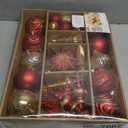 SHareconn 80pcs Christmas Balls Ornaments Set, Contemporary Light Luxury Gift Set, Shatterproof Plastic Decor for Xmas Tree Holiday Wedding Party Decorations with Hanging Strings, Red and Gold