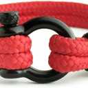 Mens Rope Bracelet - Stainless Steel Black Shackle, Extremely Durable and Scratch Resistant Waterproof Paracord, Handmade, Nautical Wristband for Men (Red)
