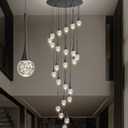 cenozo 24 Light Modern Glam Crystal Chandelier for High Ceiling LED Dimmable Ceiling Pendant Light Staircase Foyer Enterway Living Room Chandelier Lighting Antique Black