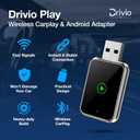 Drivio Wireless CarPlay Adapter for iPhone & Android | USB CarPlay Wireless Adapter with Screen Mirroring | 2026 Bluetooth Car Play Dongle Apple Play for Car Accessories Android Auto USB C & A