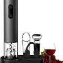 COKUNST Electric Wine Opener, 4-in-1 Wine Bottle Opener Set with Base, Cordless Automatic Battery Operated Corkscrew with Foil Cutter, Pour, Vacuum Stoppers, Gift for Home Party, Staninless Steel