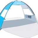 OutdoorMaster Beach Tent Sun Shelter with 2 Ventilated Doors, UPF50+ Easy Setup Beach Tent Canopy for 3 Person, Lightweight & Portable Family Beach Umbrellas for Sand with Carrying Bag - Blue