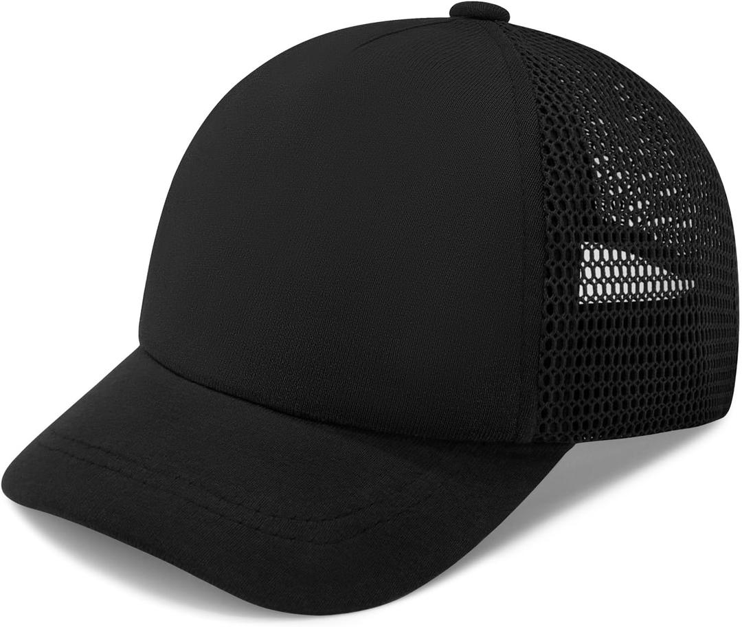 Baby Baseball Cap with Mesh Toddler Baseball Hat Infant Baseball Cap Baby Ball Cap Toddler Hat Kids Baseball Cap UPF 50+ (2-5T, Black)
