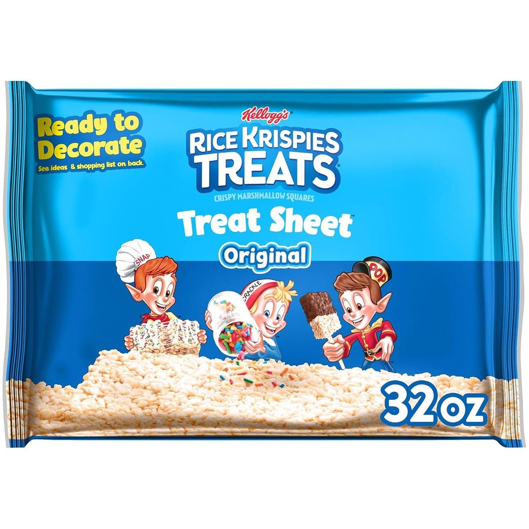 Rice Krispies Treats Marshmallow Treat Sheet, Kids Snacks, Baking Project, Original, 32oz Bag (1 Sheet), Best By: 04/04/2026