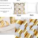 ZLINA Home Decorative Set of 4 Throw Pillow Covers Gold Foil Pillow Covers 18 18 Inch Geometric Square Cushion Covers Decor Couch Sofa BedroomWhite and Gold