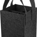Kichvoe 4 Bottle Wine Carrier Bag with Divider Felt Wine Storage Tote Bag Reusable Grocery Storage Box with Handles for Travel Picnic, 6.29X5.90X11.02 Inches (Black)