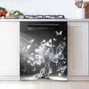 Dishwasher Magnet Sticker Cover: Panel Decal Decorative for Kitchen Decoration, 23"x26" Home Appliances Decor Stickers Panel Decor (Butterfly and Tree)
