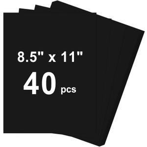 40 Sheets Cardstock 8.5x11, 65lb Black Card Stock, Construction Paper, 180gsm Thick Printer Paper for Printing, Painting, Card Making, Kids School Supplies,Party Decorations
