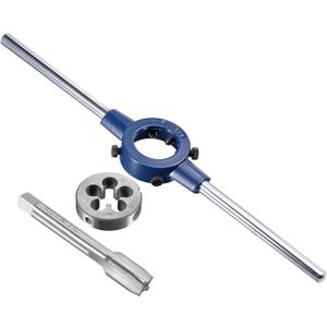 uxcell 1/2-28 UNEF Tap and Die Set with 38mm Round Die Stock Handle Wrench, High Speed Steel Machine Thread Tap and Round Die Threading Tool